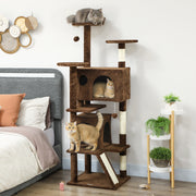 63" Multi-Level Cat Tree Tower with Scratching Posts - Light Brown-Cats-DECOROLALA