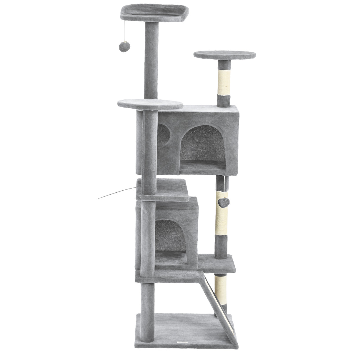 63" Multi-Level Cat Tree Tower with Scratching Posts - Light Grey-Cats-DECOROLALA