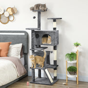 63" Multi-Level Cat Tree with Scratching Posts and Condos - Dark Grey-Cats-DECOROLALA