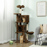 63" Multi-Level Cat Tree with Sisal Posts - Leopard Print-Cats-DECOROLALA
