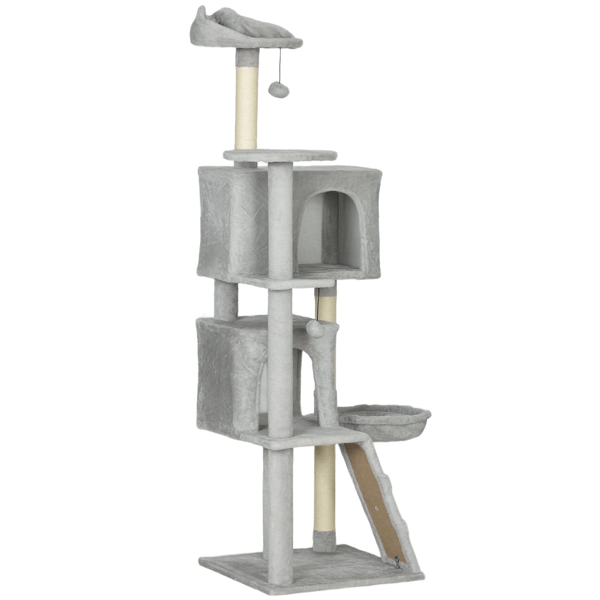 63" Multi-Level Cat Tree with Sisal Scratching Posts - Light Grey-Cats-DECOROLALA