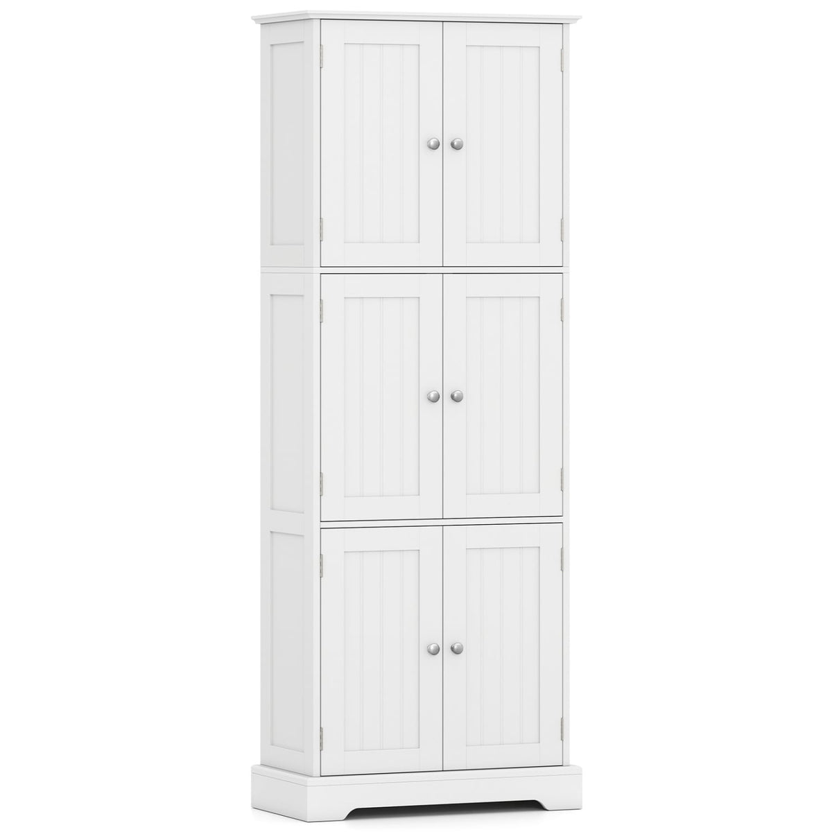 63" Tall Bathroom Storage Cabinet - 6 Doors & Adjustable Shelves-Floor Cabinets-DECOROLALA