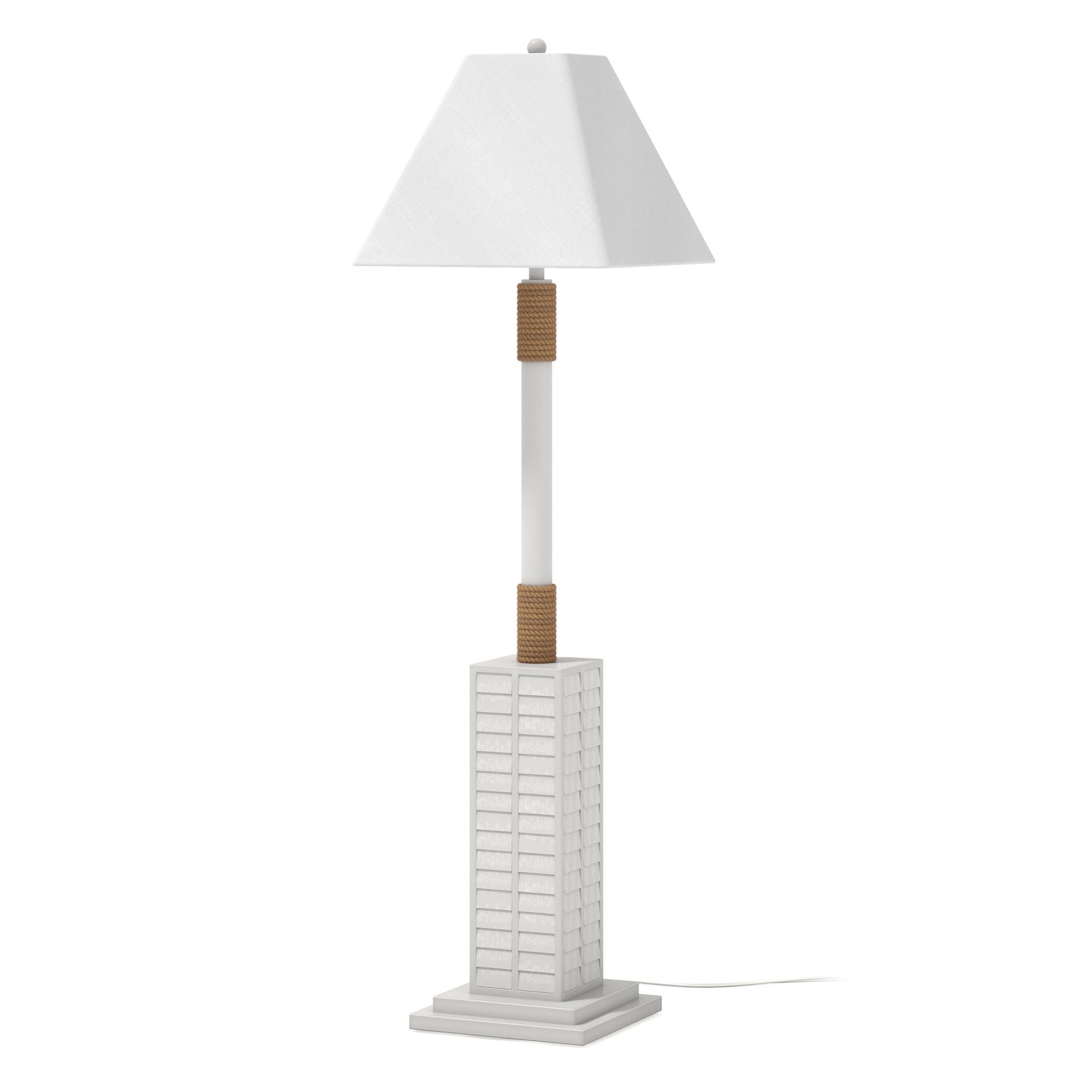 63" White Polyresin Floor Lamp With White Linen Shade-Floor Lamps-DECOROLALA