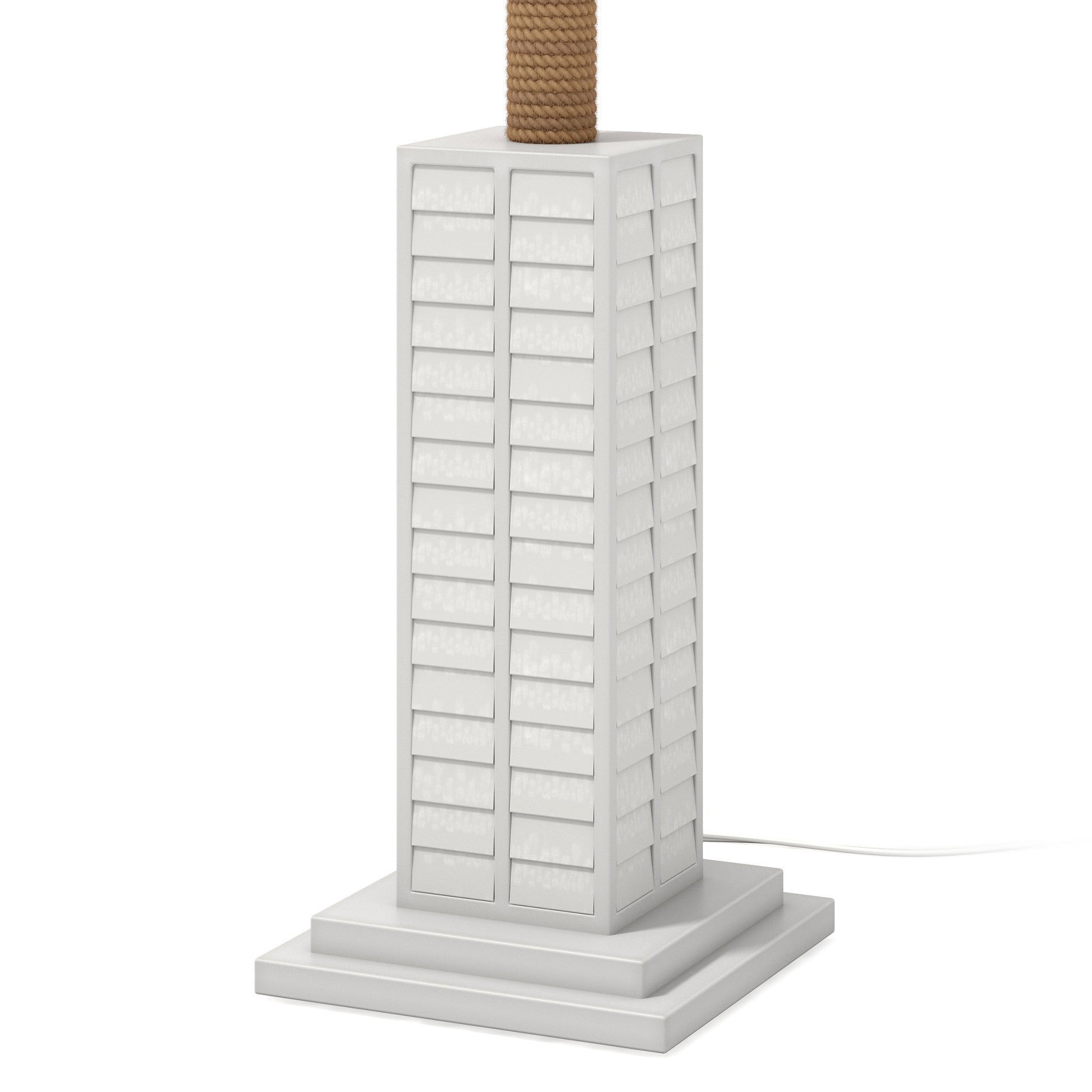 63" White Polyresin Floor Lamp With White Linen Shade-Floor Lamps-DECOROLALA