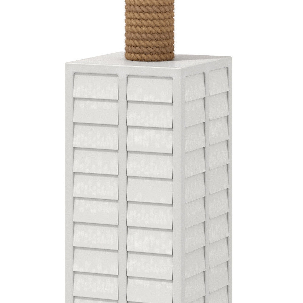 63" White Polyresin Floor Lamp With White Linen Shade-Floor Lamps-DECOROLALA