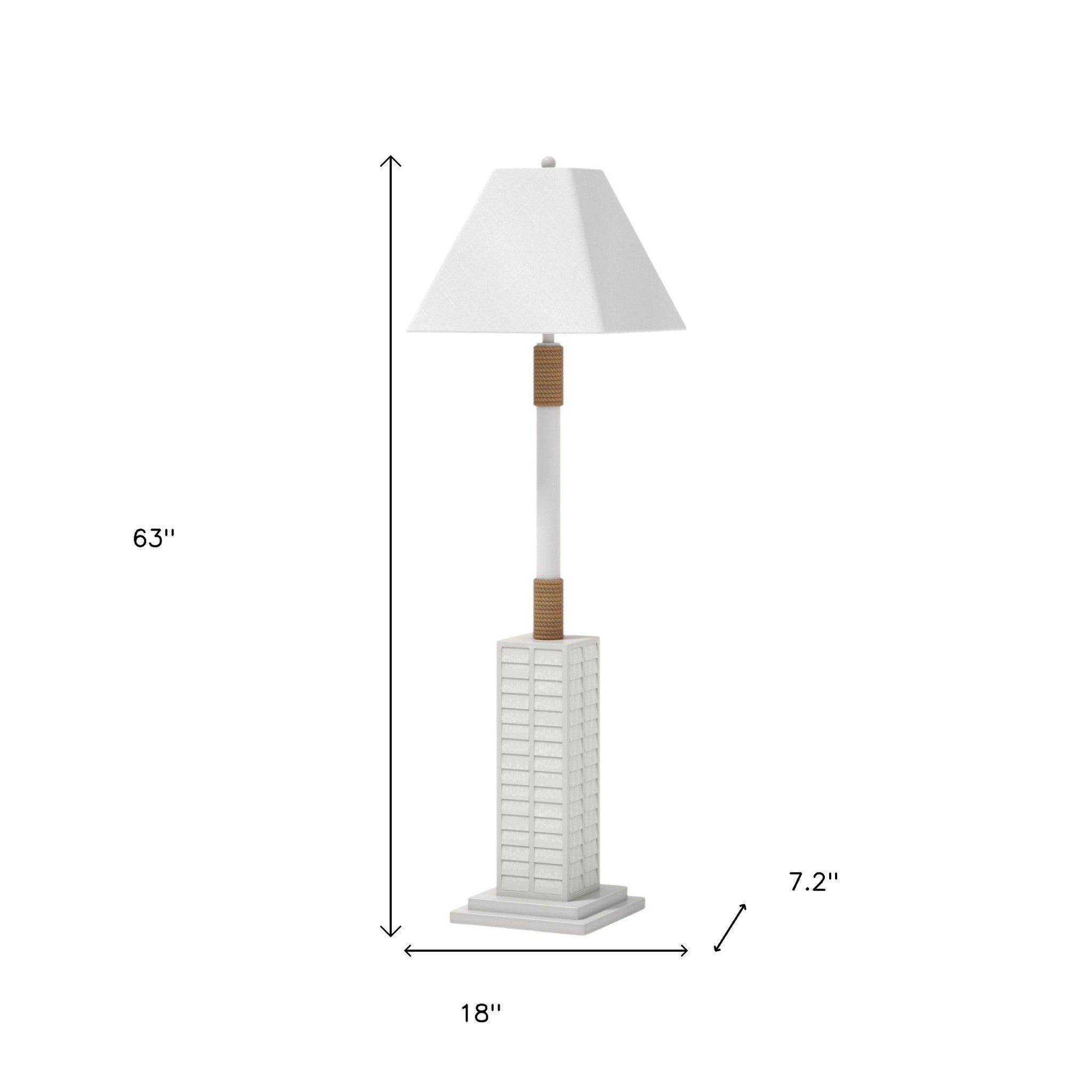 63" White Polyresin Floor Lamp With White Linen Shade-Floor Lamps-DECOROLALA