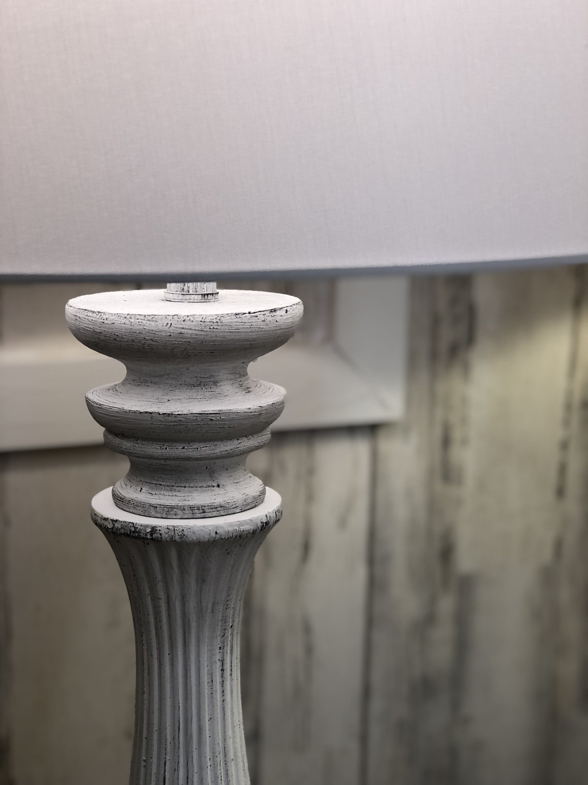 63" White Resin Floor Lamp With White Fabric Drum Shade-Floor Lamps-DECOROLALA