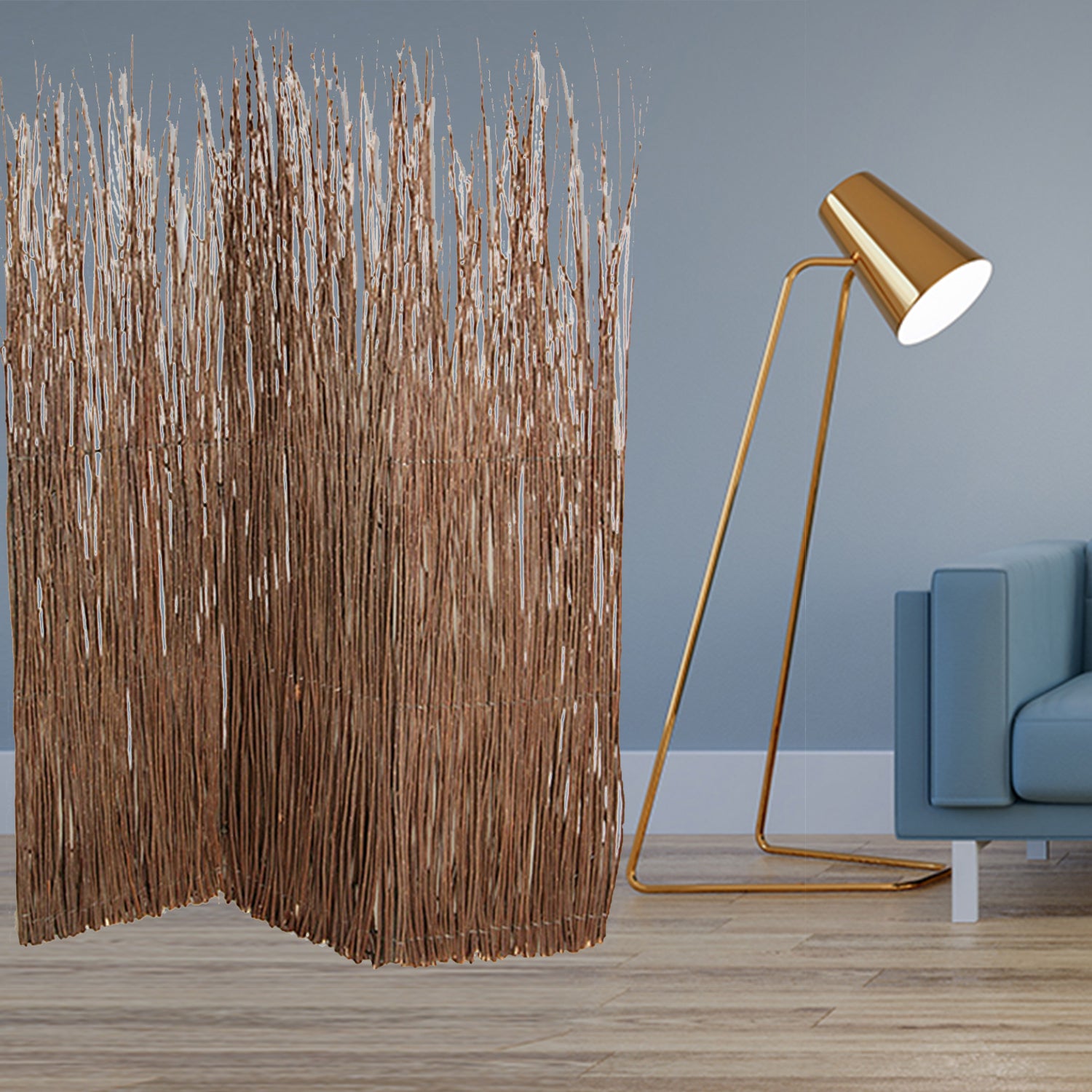 63" X 84" Brown Willow Adirondack Screen-Room Dividers-DECOROLALA