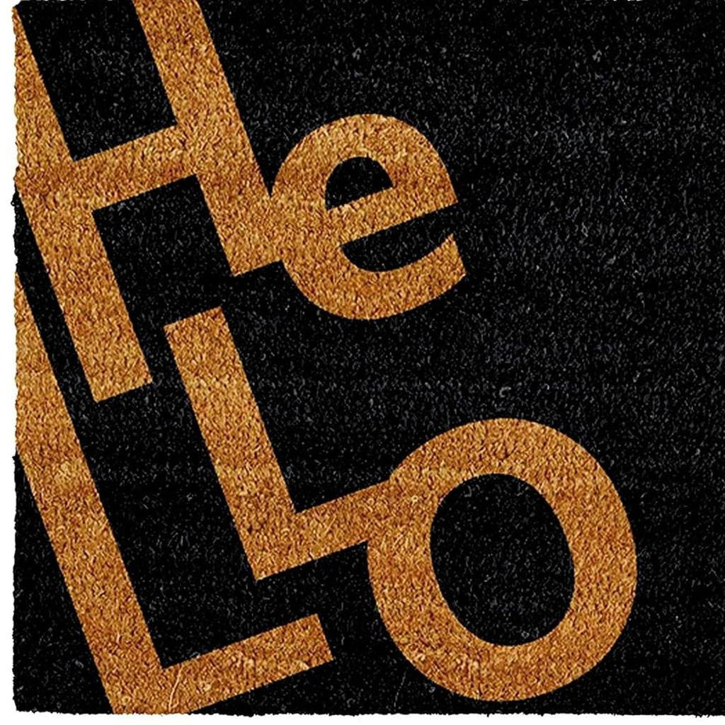 17" X 29" Black And Natural Hello Outdoor Coir Door Mat-2