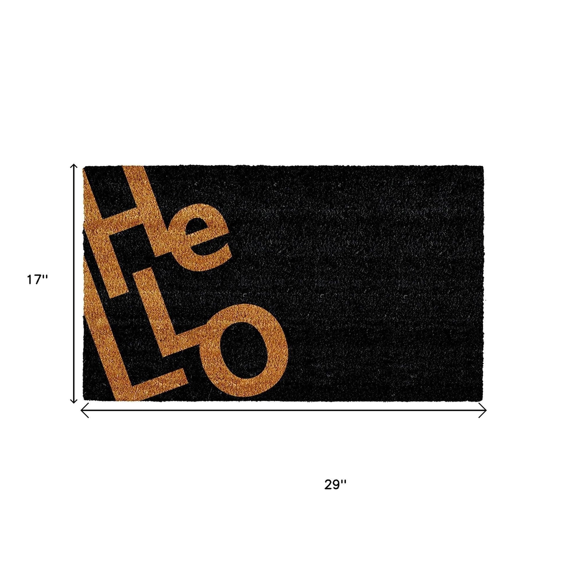 17" X 29" Black And Natural Hello Outdoor Coir Door Mat-5