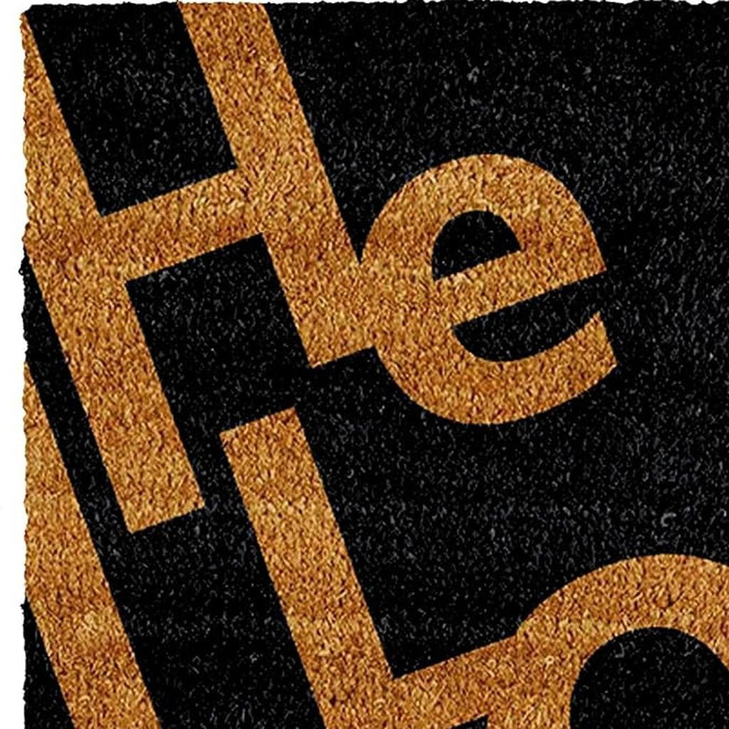 17" X 29" Black And Natural Hello Outdoor Coir Door Mat-4