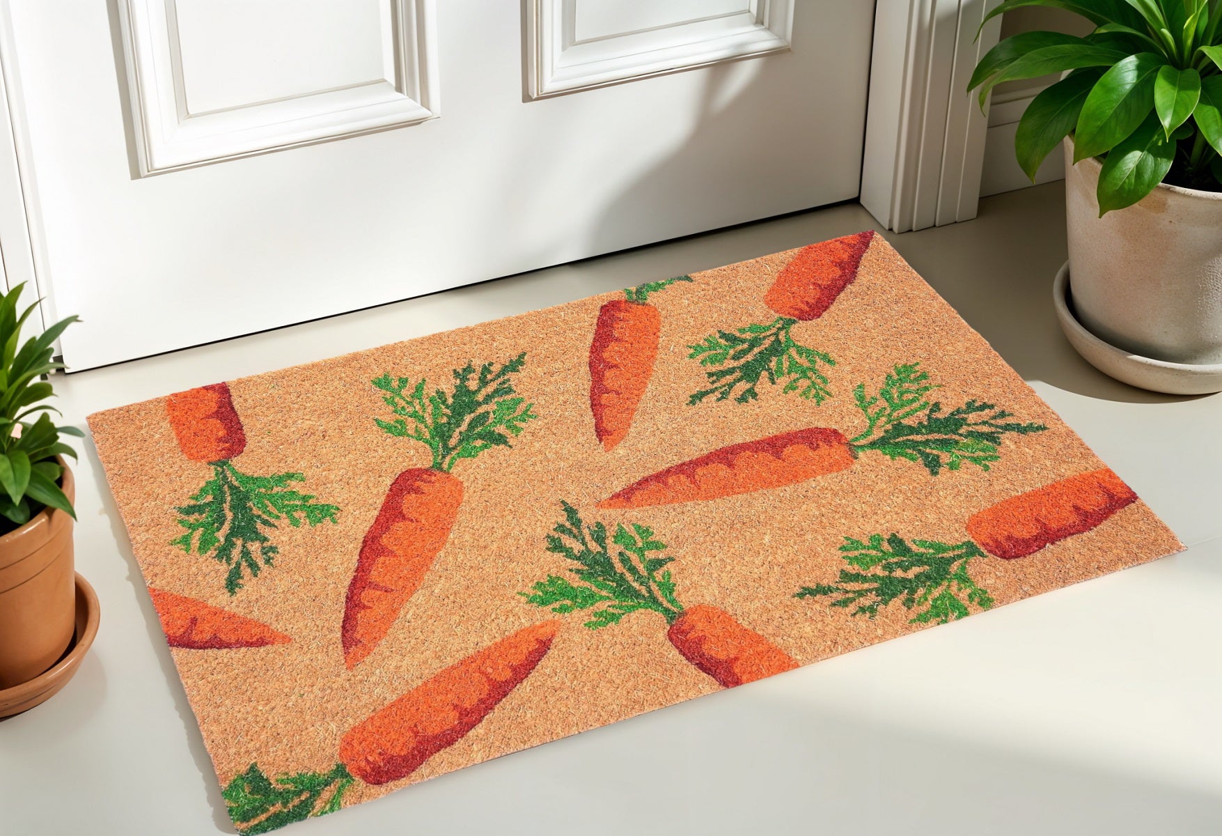17" X 29" Natural And Orange Easter Carrots Coir Outdoor  Door Mat-1