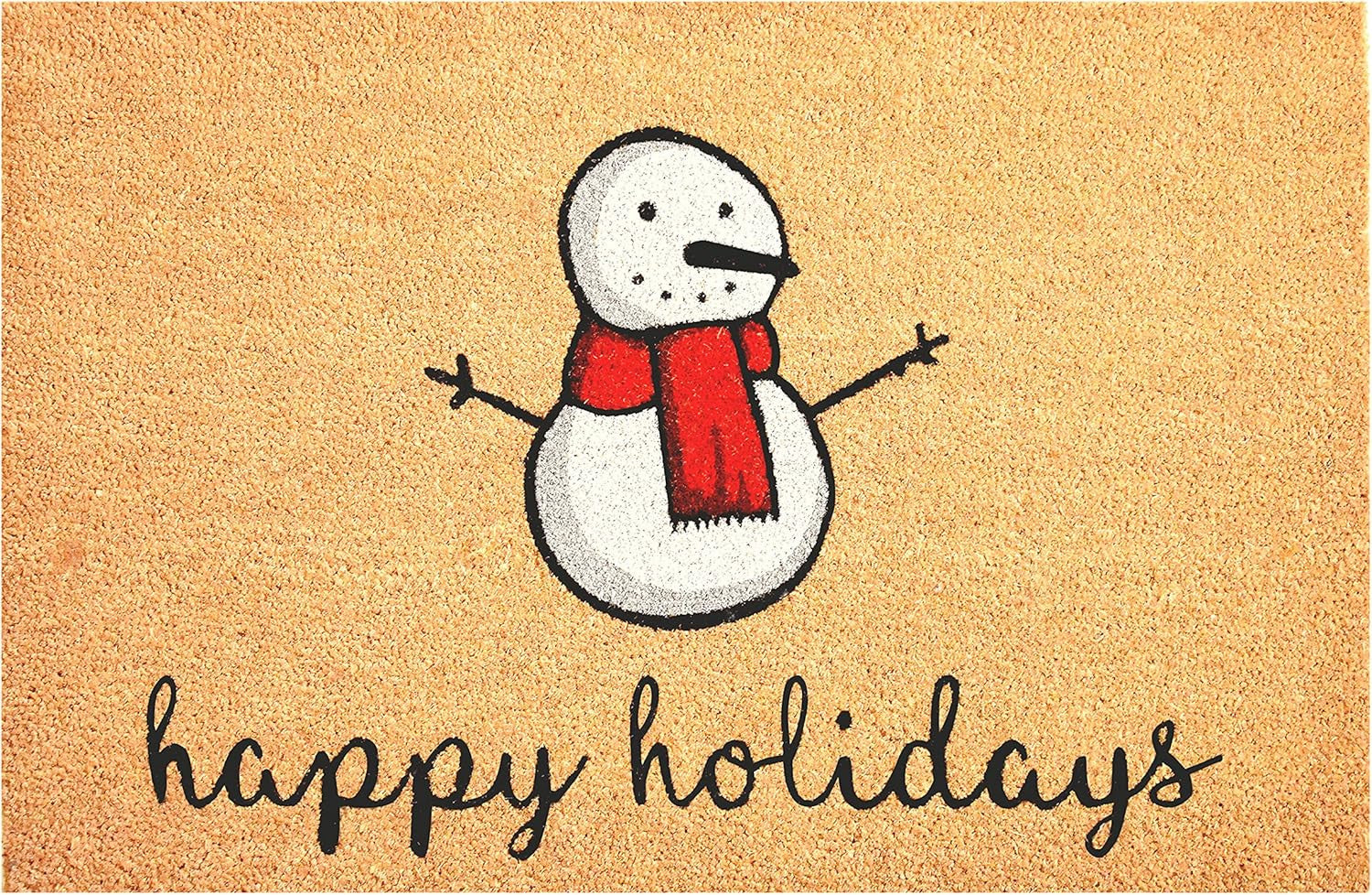 17" X 29" Natural And White Coir Snowman Outdoor Christmas Door Mat-1