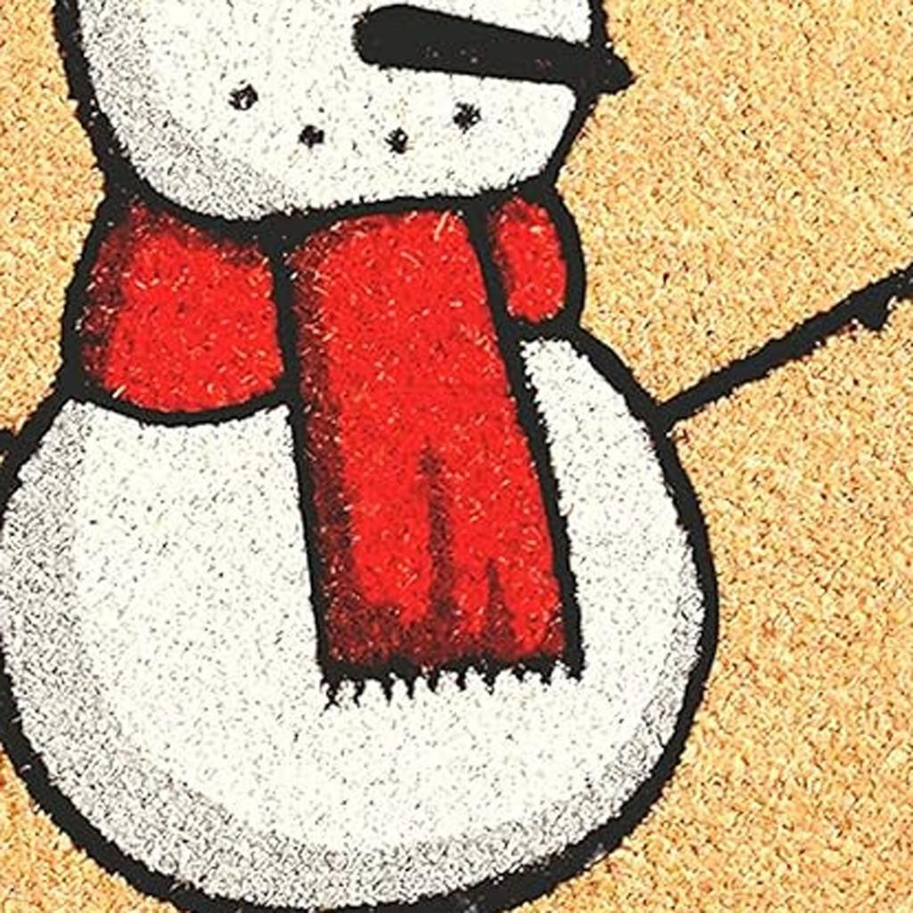 17" X 29" Natural And White Coir Snowman Outdoor Christmas Door Mat-2