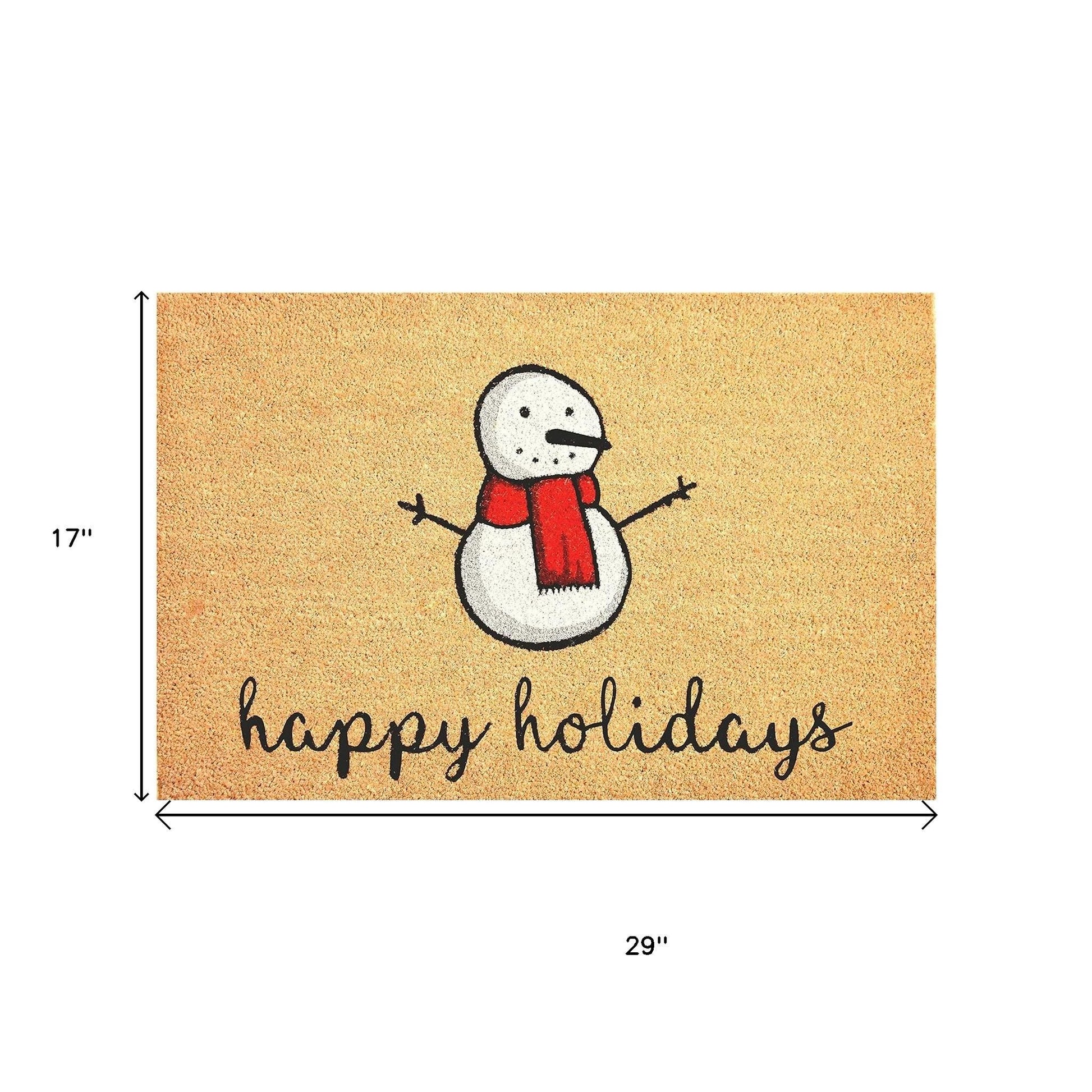 17" X 29" Natural And White Coir Snowman Outdoor Christmas Door Mat-4