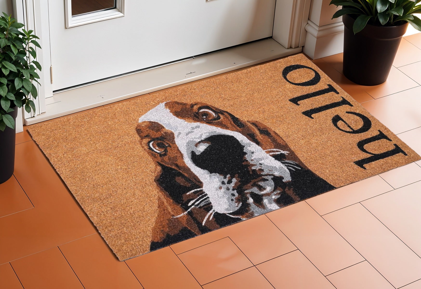 17" X 29" Natural And Red Coir Dog Outdoor Door Mat-0