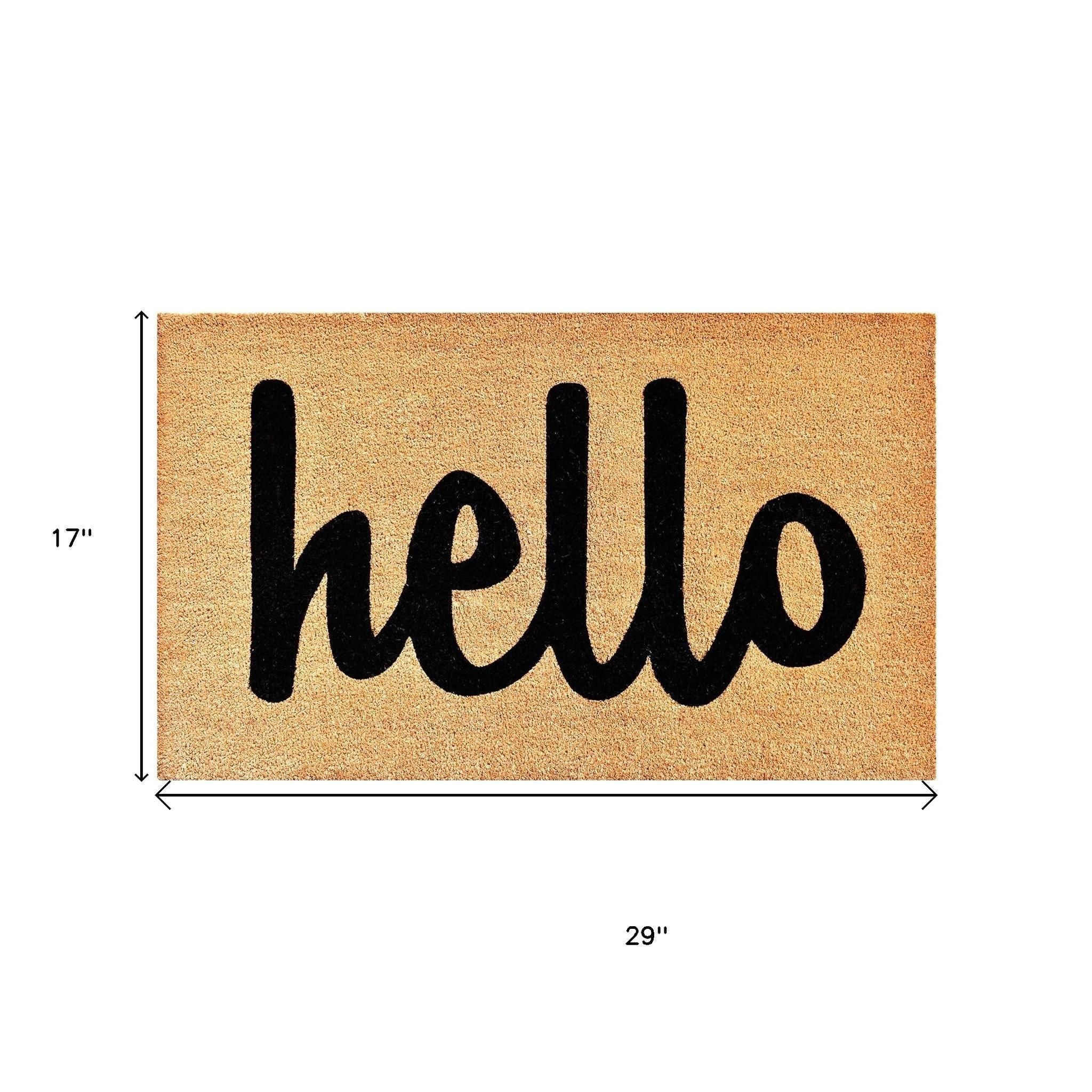 17" X 29" Natural And Black Hello Outdoor Coir Door Mat-5