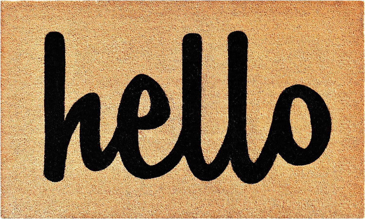 20" X 34" Natural And Black Hello Outdoor Coir Door Mat-0