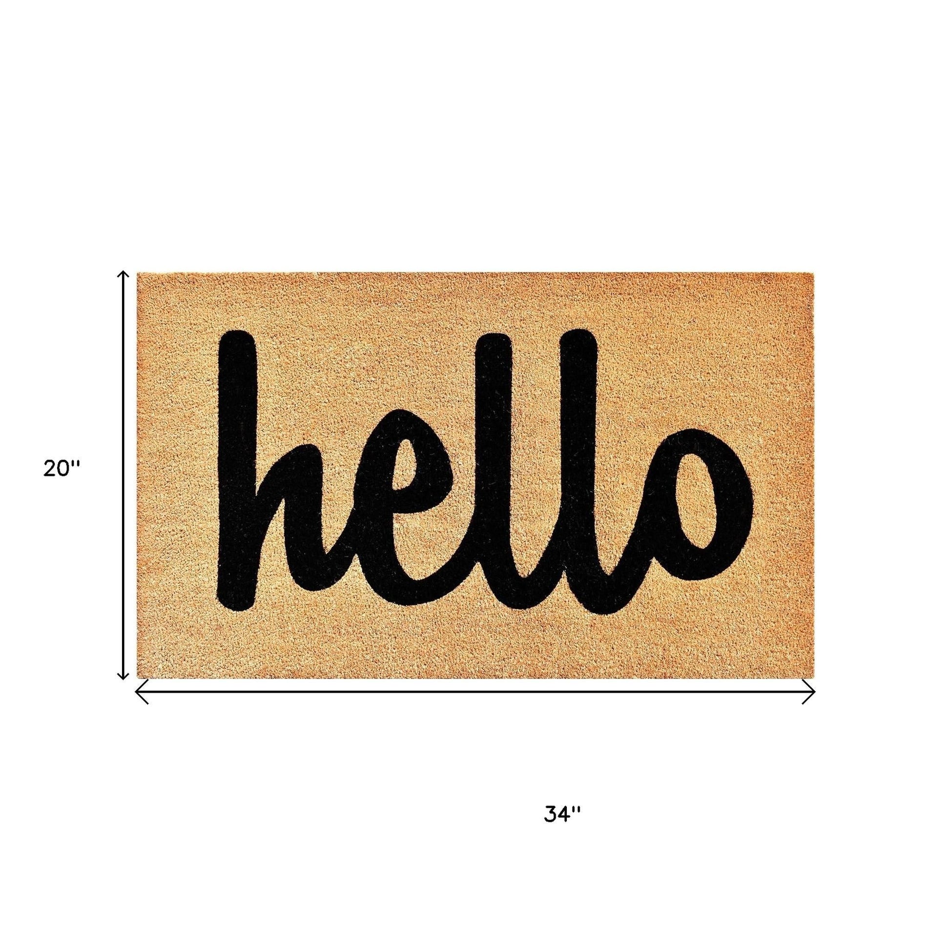 20" X 34" Natural And Black Hello Outdoor Coir Door Mat-6