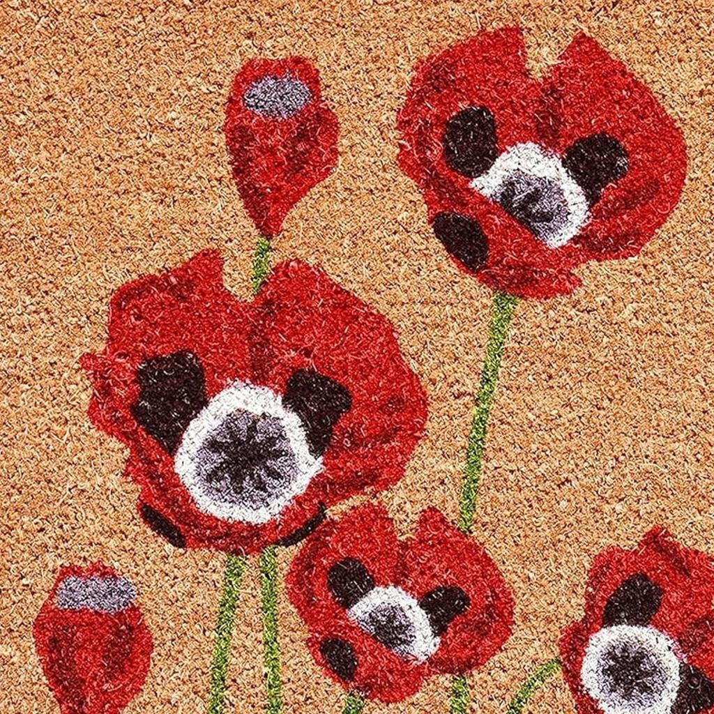 24" X 36" Natural And Red Coir Floral Outdoor Door Mat-5