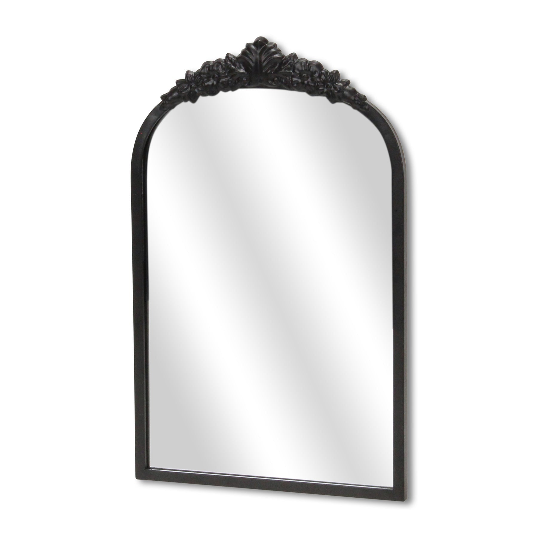 16" Black Metal Arch Accent Mirror-Mirrors-DECOROLALA