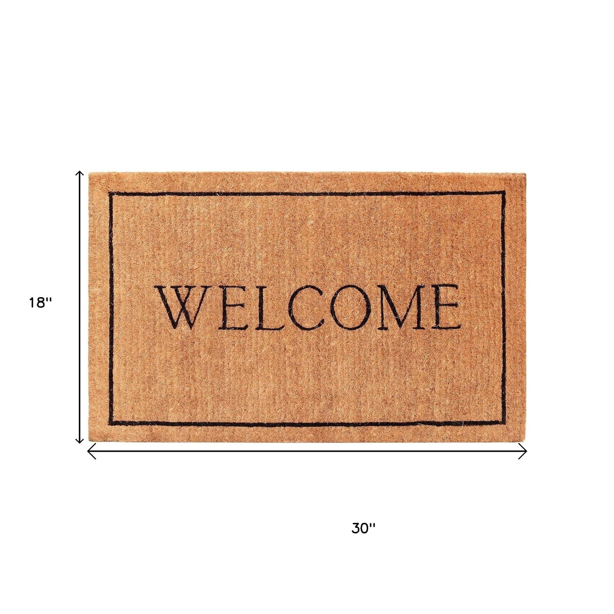 18" X 30" Natural And Black Coir Welcome Outdoor Door Mat-1