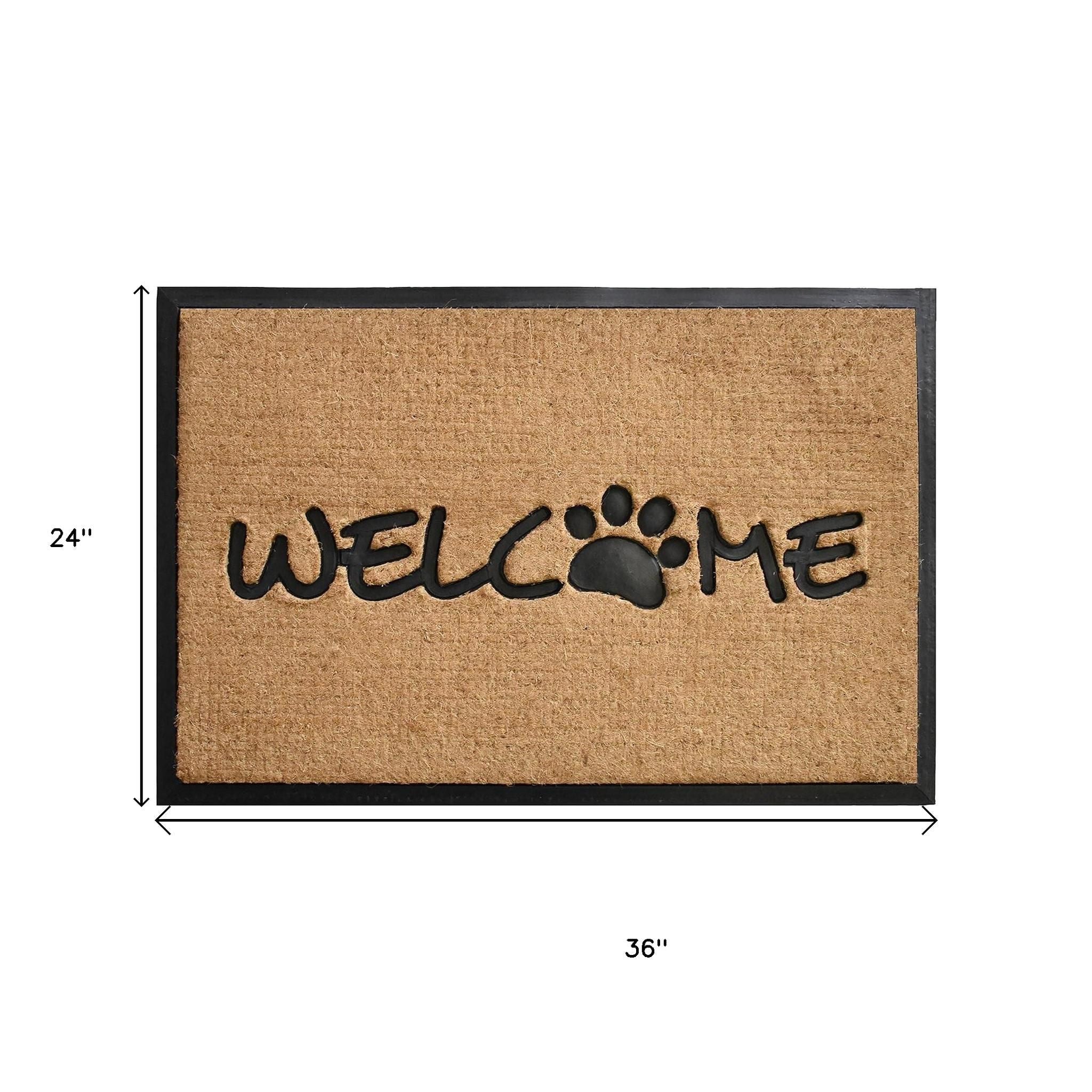 24" X 36" Natural And Black Coir Welcome Outdoor Door Mat-1