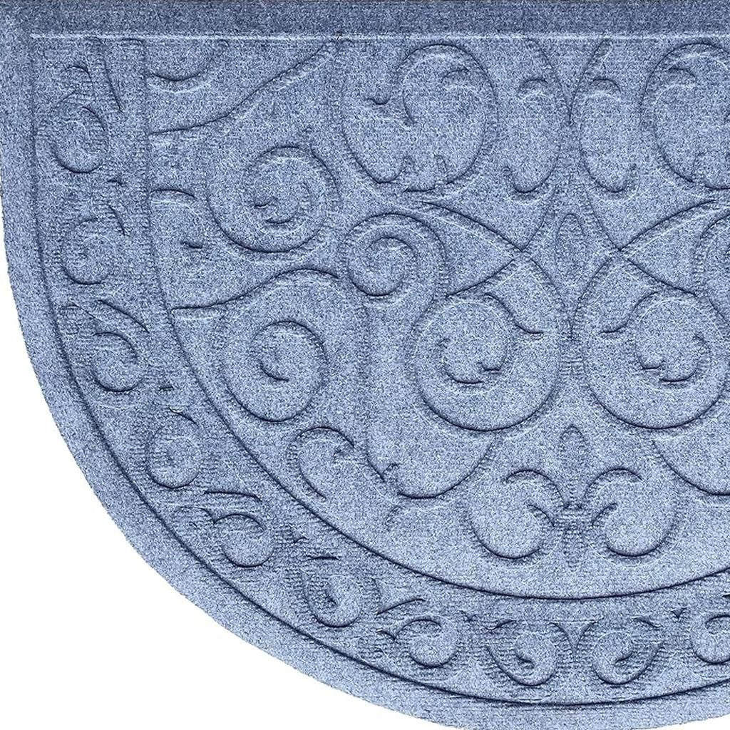 18" X 30" Gray Scrollwork Semi Circle Outdoor Polypropylene Door Mat-4
