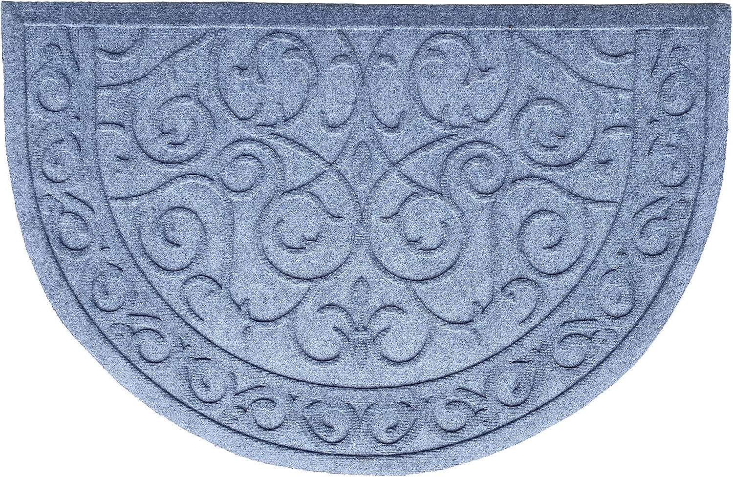 18" X 30" Gray Scrollwork Semi Circle Outdoor Polypropylene Door Mat-3