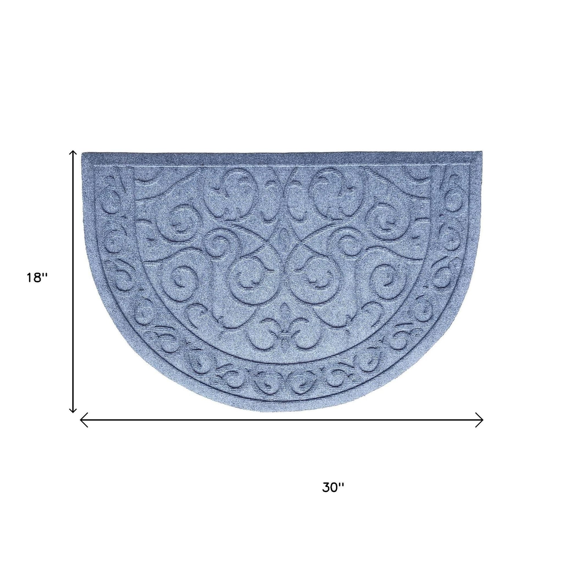 18" X 30" Gray Scrollwork Semi Circle Outdoor Polypropylene Door Mat-1