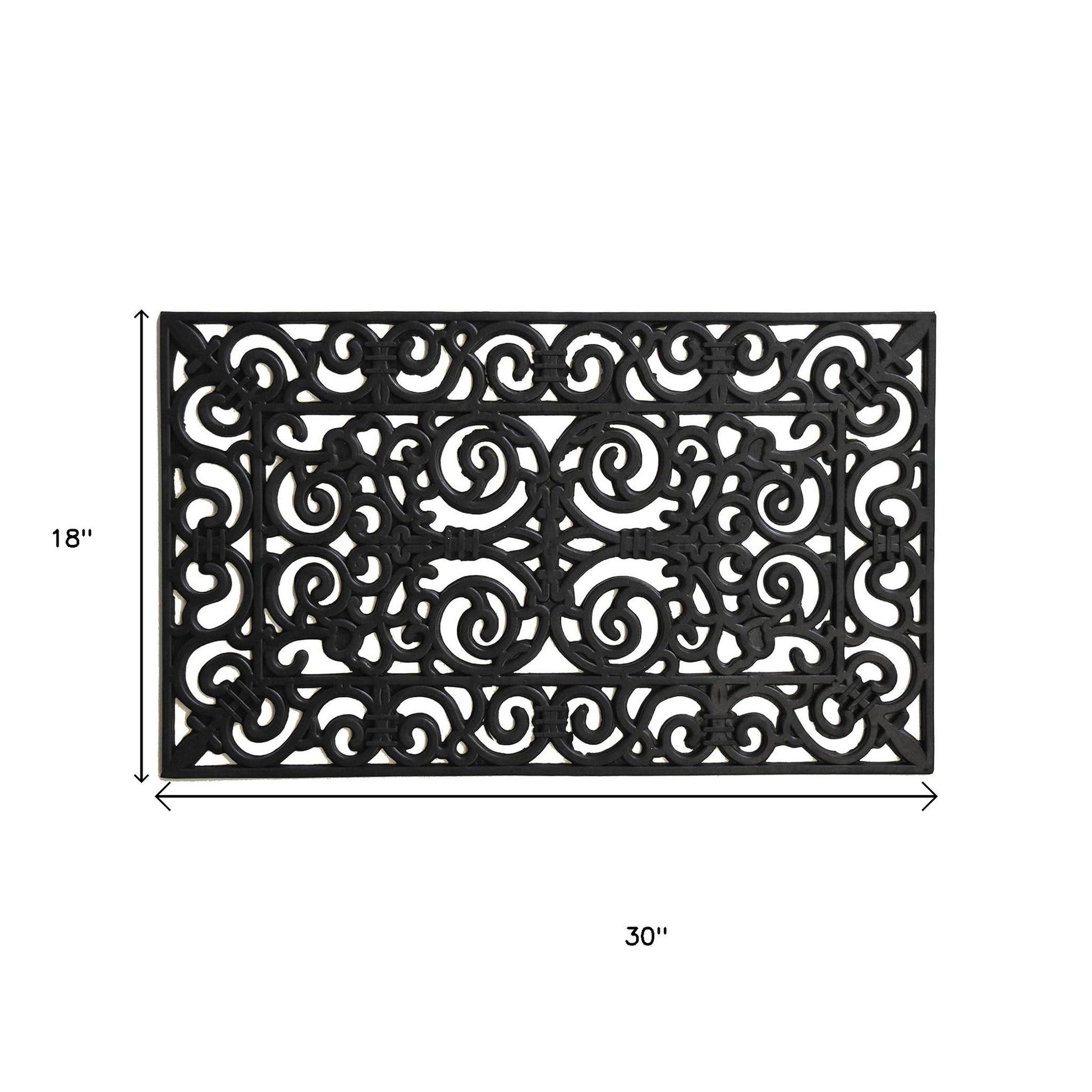 18" X 30" Black Scrollwork Outdoor Rubber Door Mat-4
