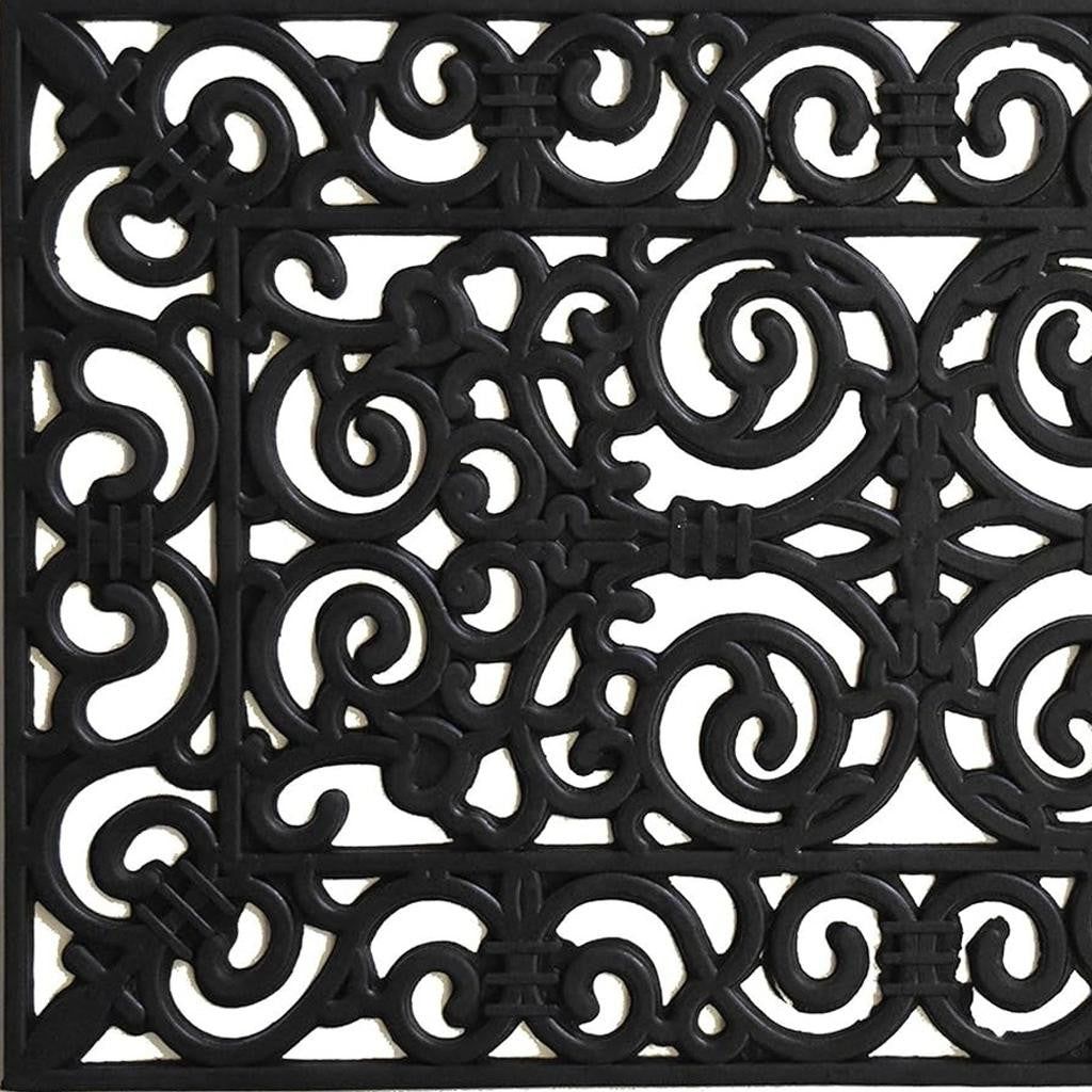 24" X 36" Black Scrollwork Outdoor Rubber Door Mat-2