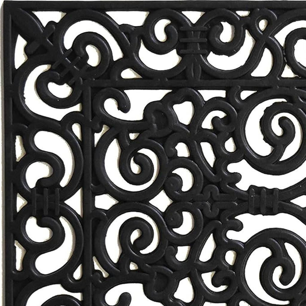 24" X 36" Black Scrollwork Outdoor Rubber Door Mat-3