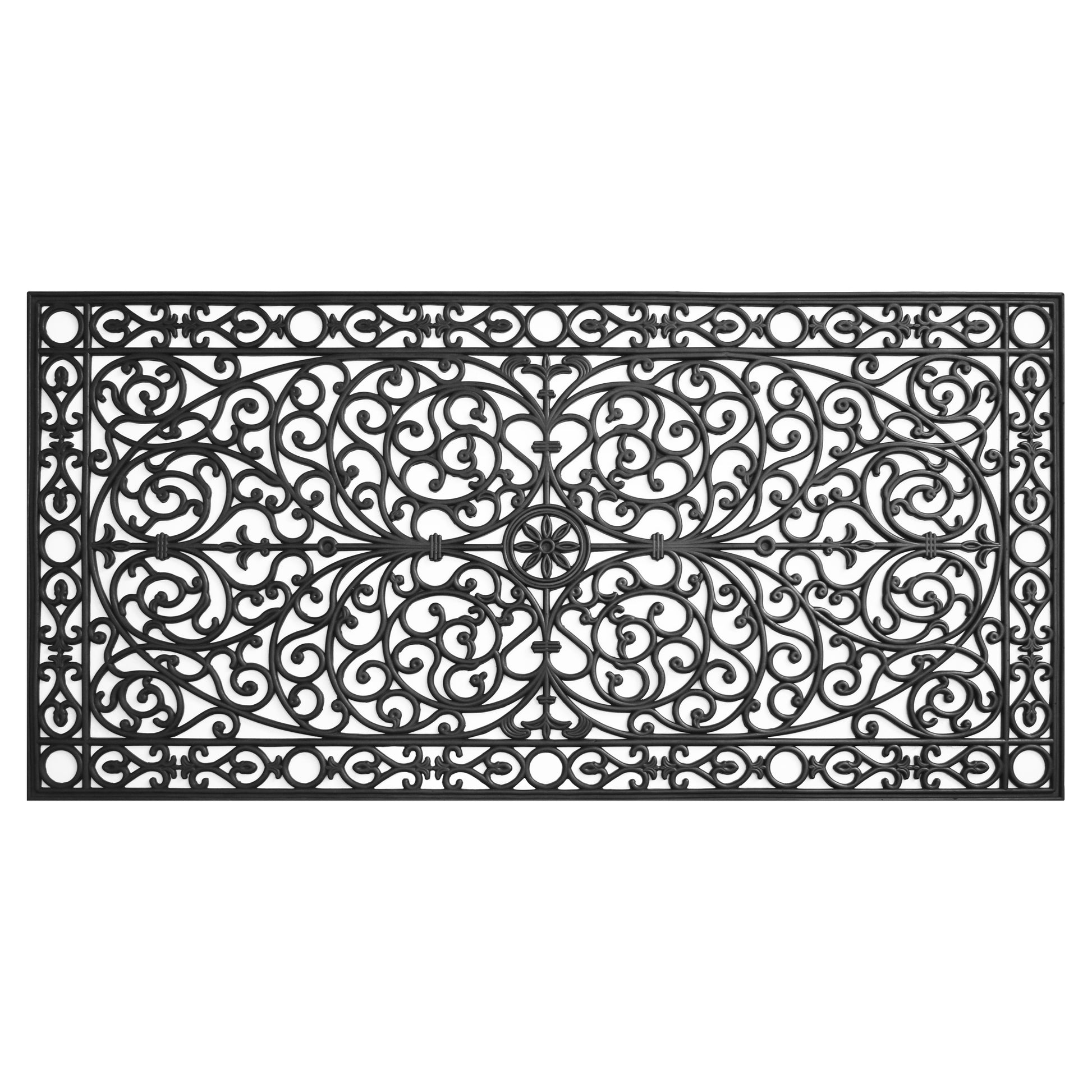 36" X 72" Black Scrollwork Outdoor Rubber Door Mat-3