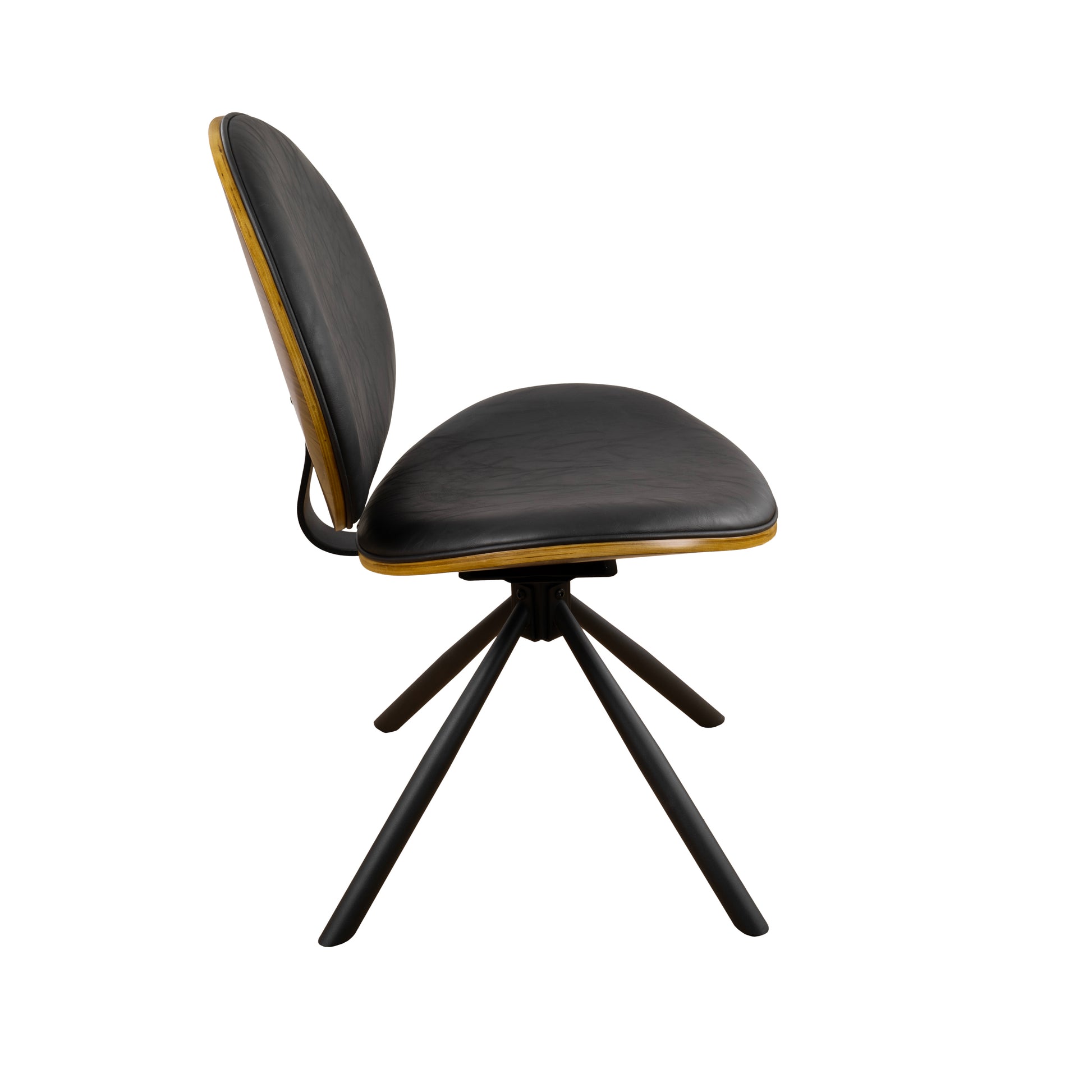Black Upholstered Faux Leather And Metal Dining Side Chair-Dining Chairs-DECOROLALA