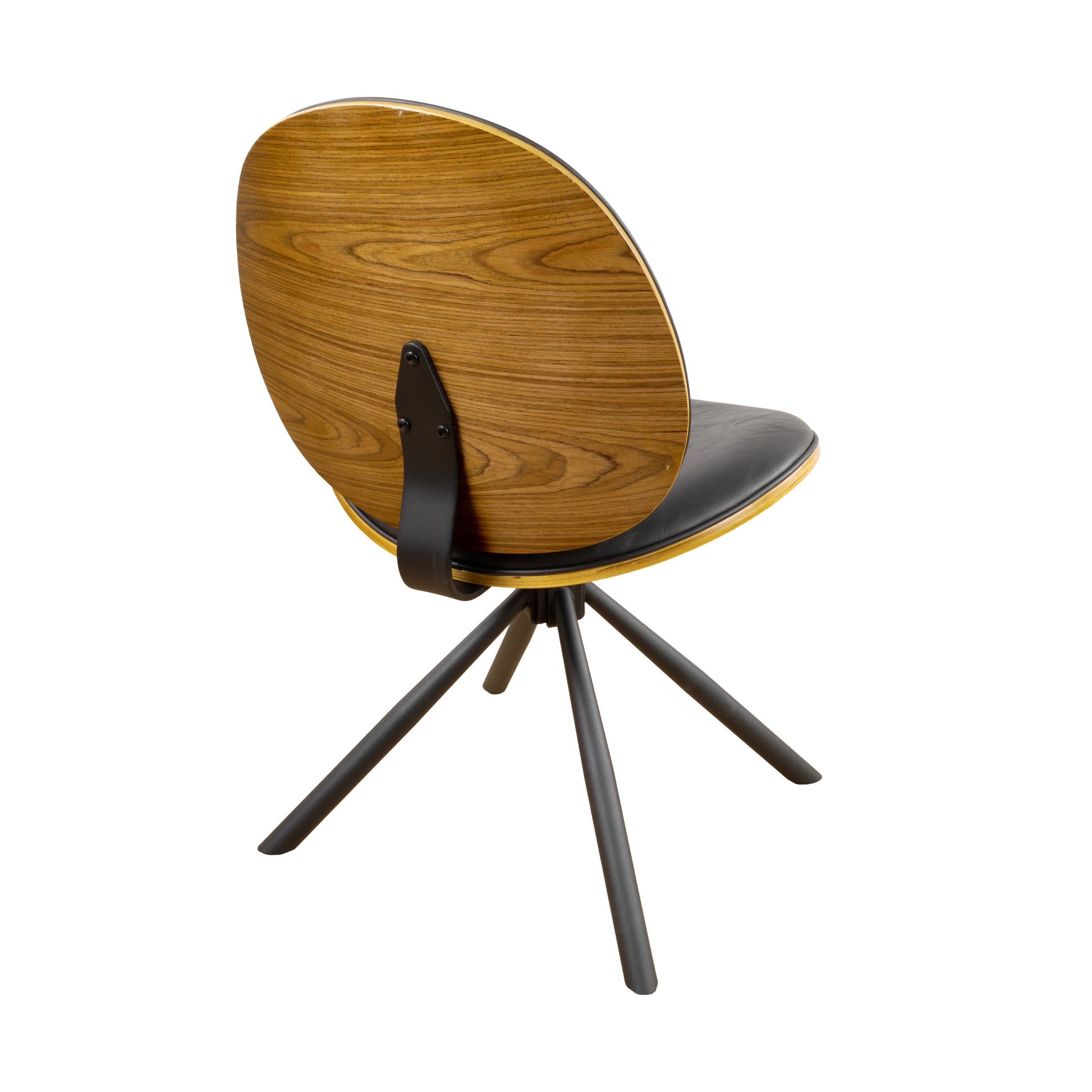 Black Upholstered Faux Leather And Metal Dining Side Chair-Dining Chairs-DECOROLALA
