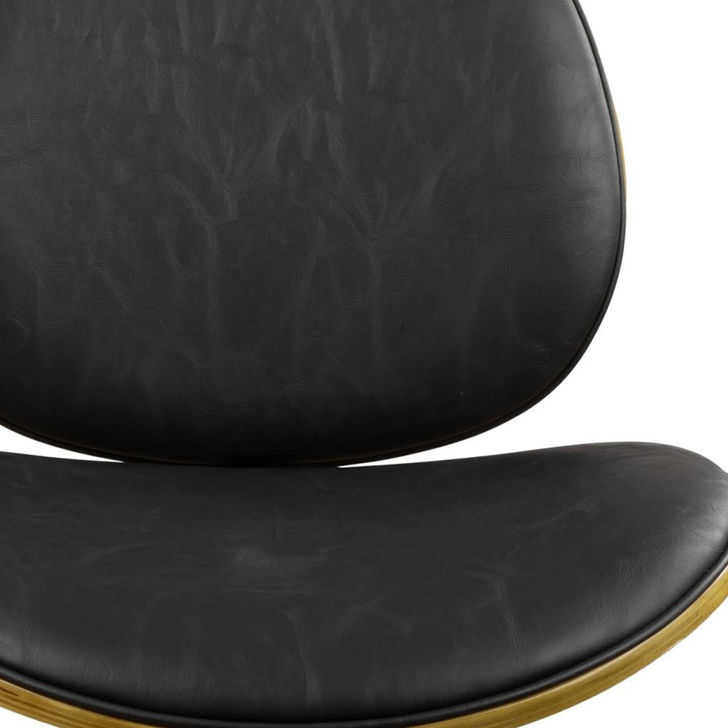 Black Upholstered Faux Leather And Metal Dining Side Chair-Dining Chairs-DECOROLALA