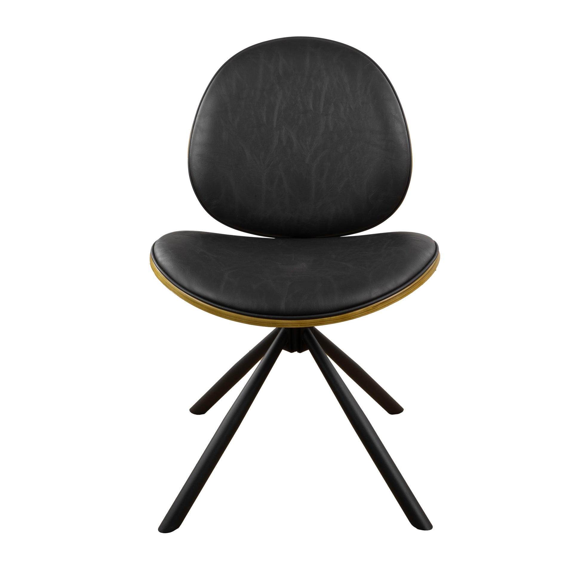 Black Upholstered Faux Leather And Metal Dining Side Chair-Dining Chairs-DECOROLALA