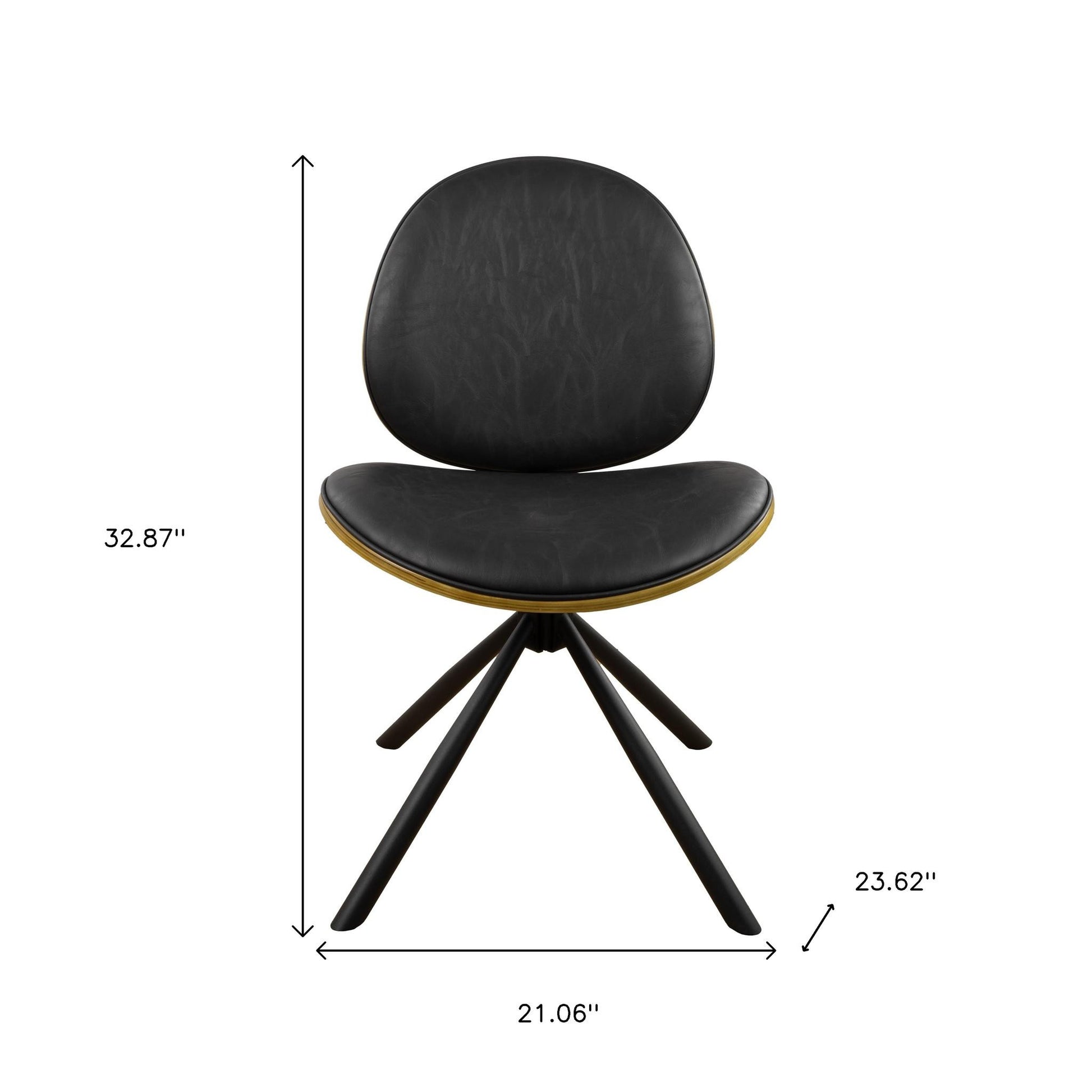 Black Upholstered Faux Leather And Metal Dining Side Chair-Dining Chairs-DECOROLALA