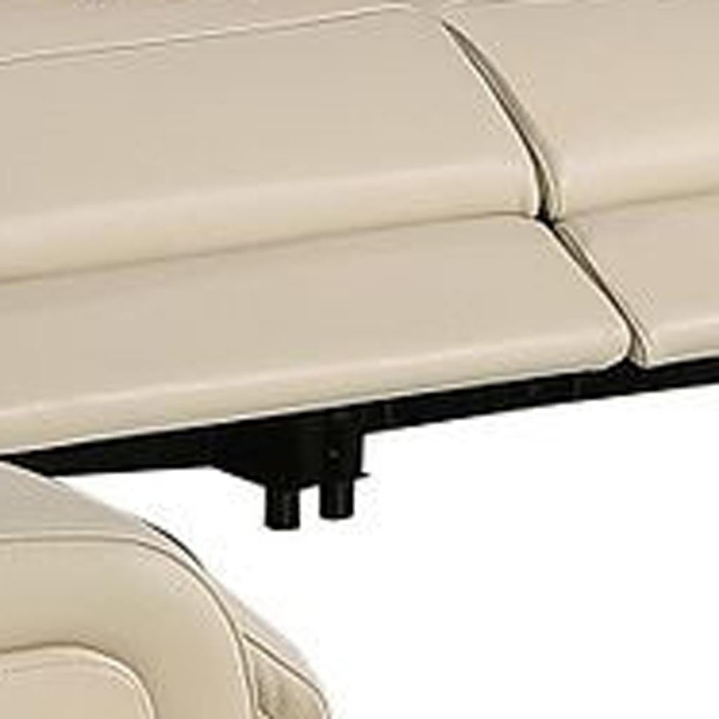Beige Italian Leather Power Reclining U Shaped Ten Piece Corner Sectional With Console-Sectionals-DECOROLALA
