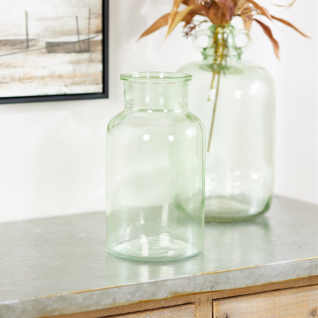 10" Green Round Glass Table Vase-Vases-DECOROLALA