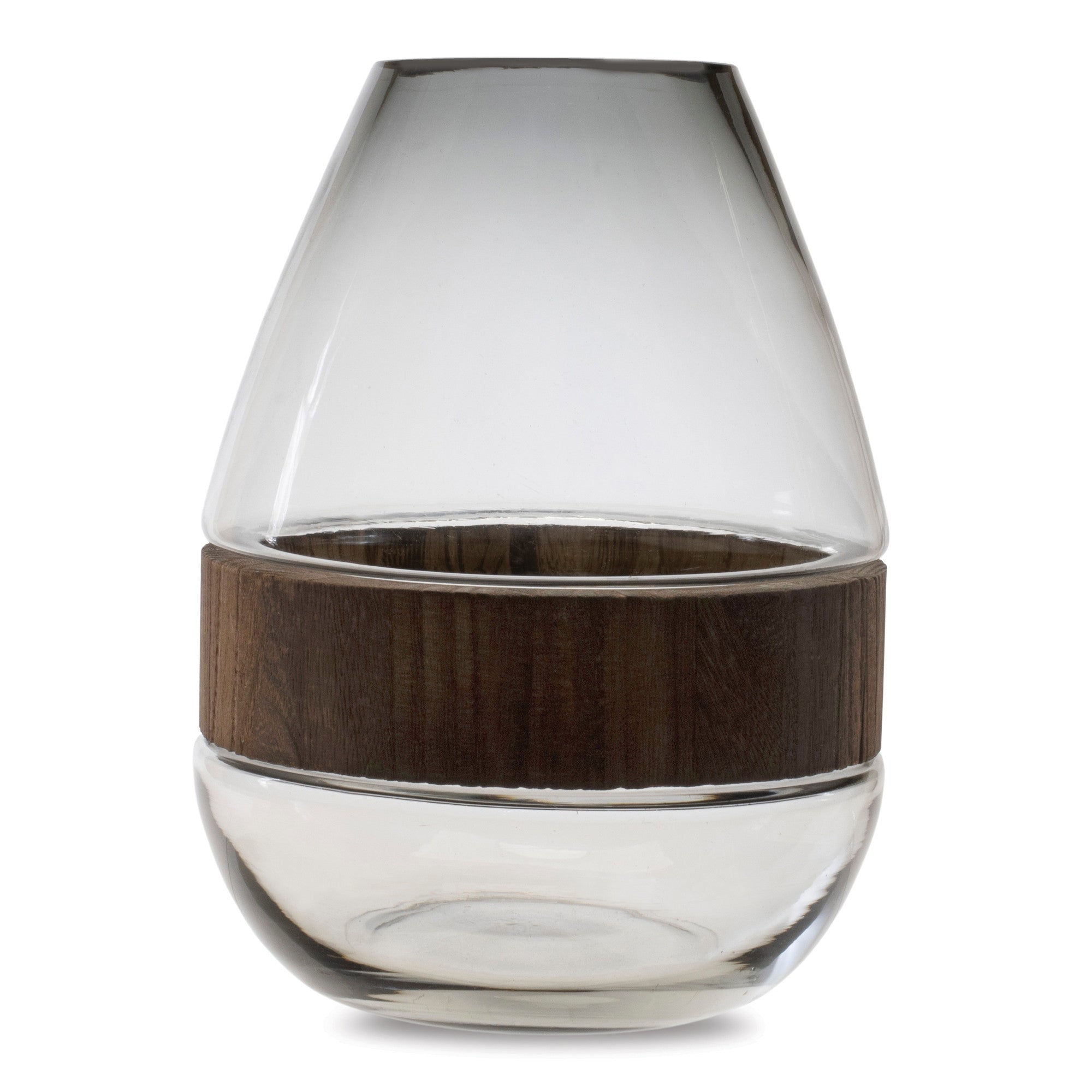 10" Brown And Gray Round Glass Table Vase-Vases-DECOROLALA