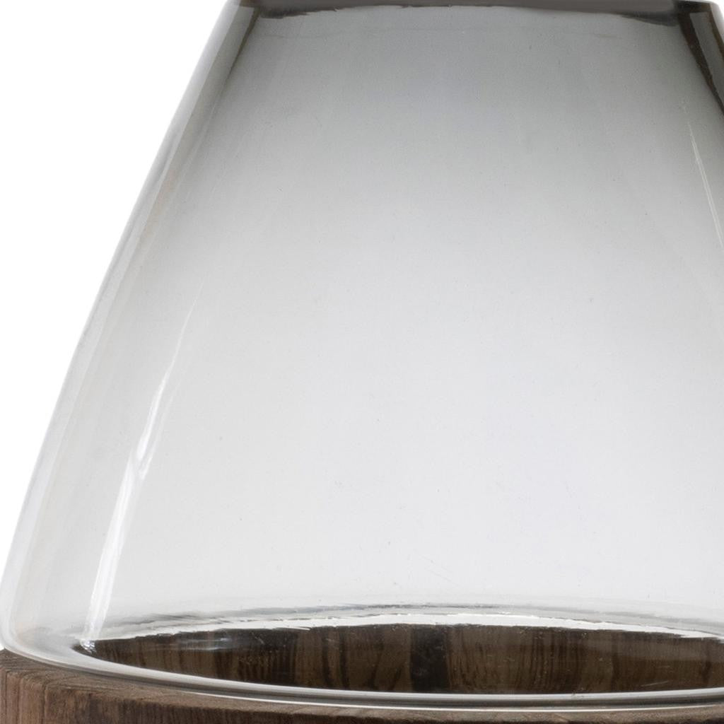 10" Brown And Gray Round Glass Table Vase-Vases-DECOROLALA