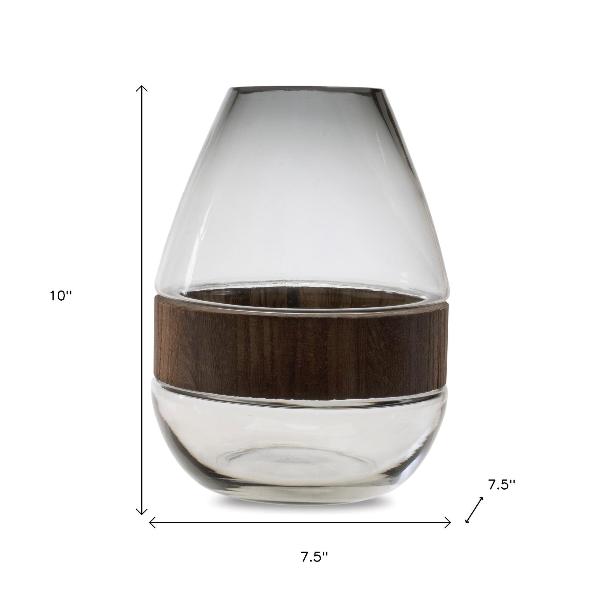 10" Brown And Gray Round Glass Table Vase-Vases-DECOROLALA