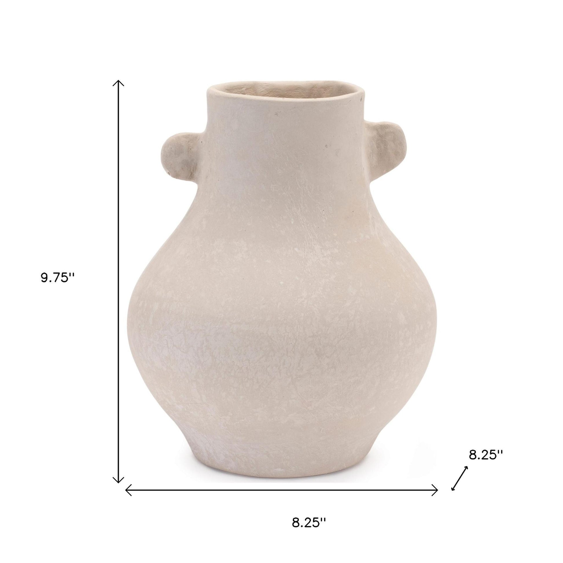 10" Beige Round Resin Urn-Vases-DECOROLALA
