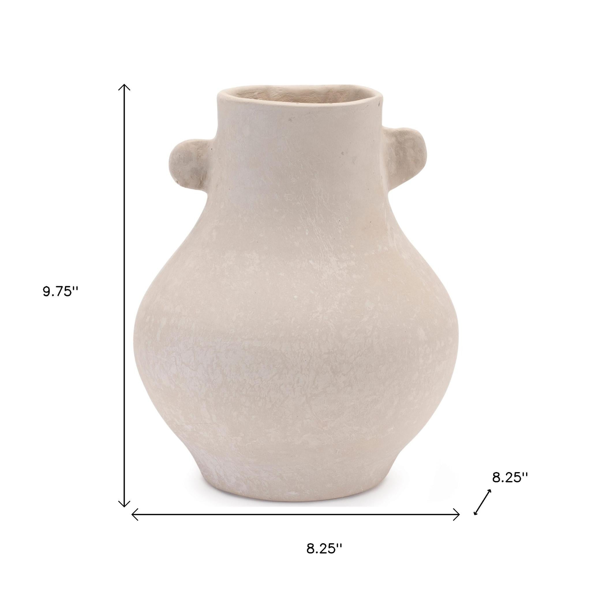 10" Beige Round Resin Urn-Vases-DECOROLALA