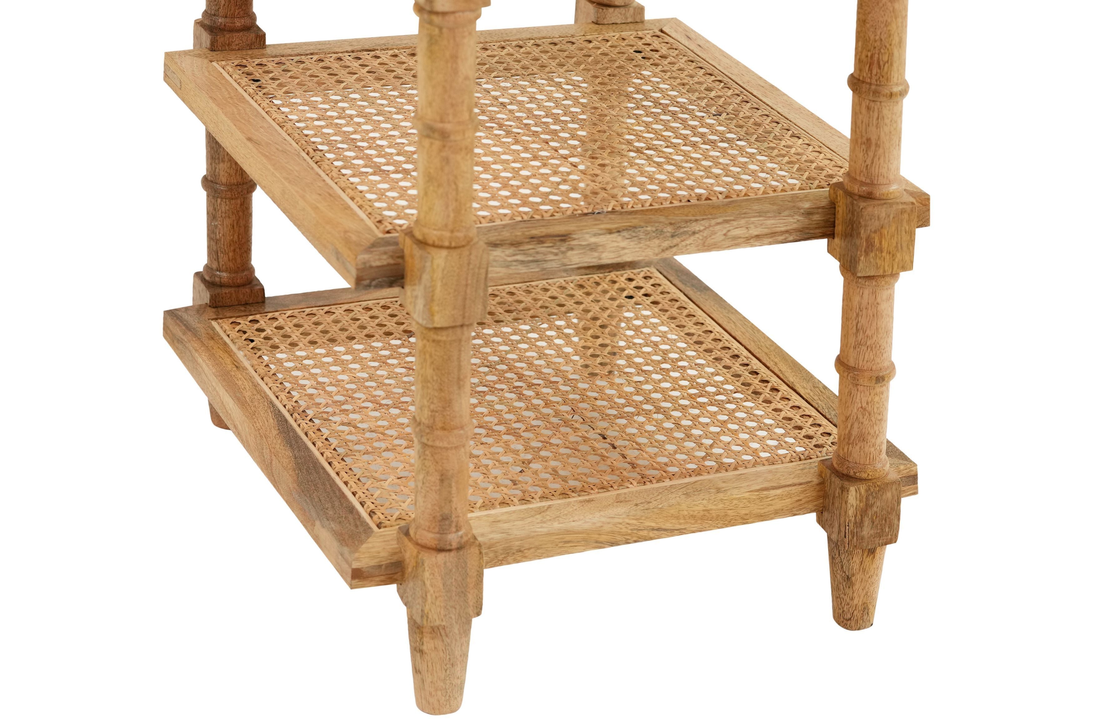 24" Natural Solid Wood End Table With Two Shelves-4