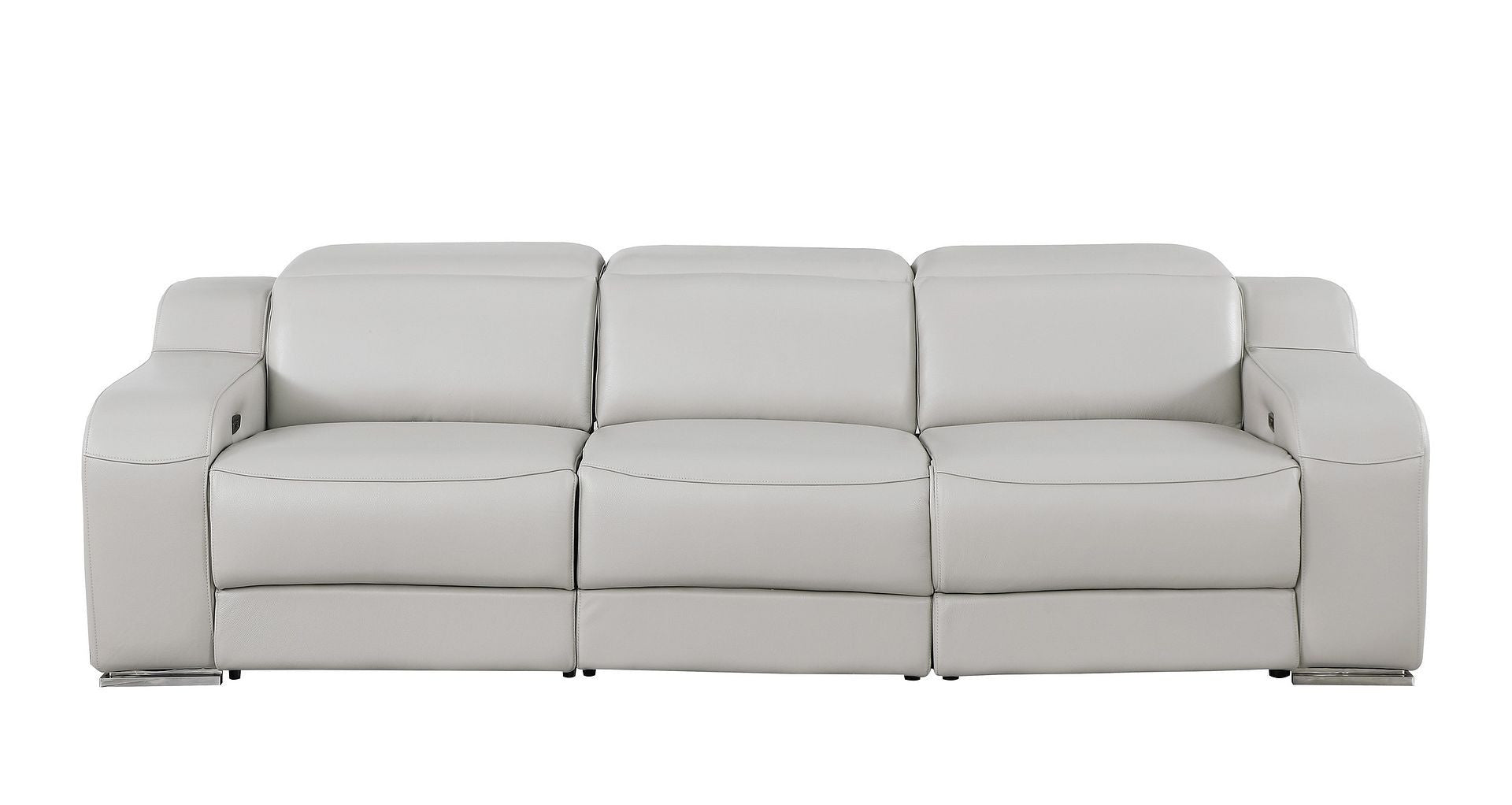 103" Light Gray Italian Leather Reclining USB Sofa-7