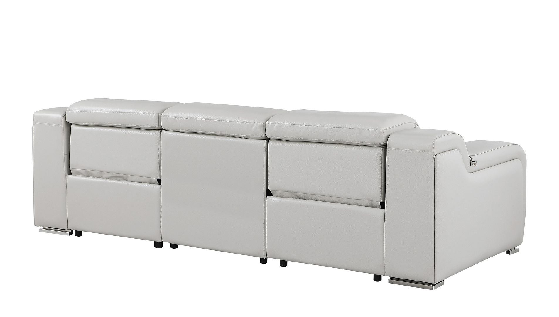 103" Light Gray Italian Leather Reclining USB Sofa-5