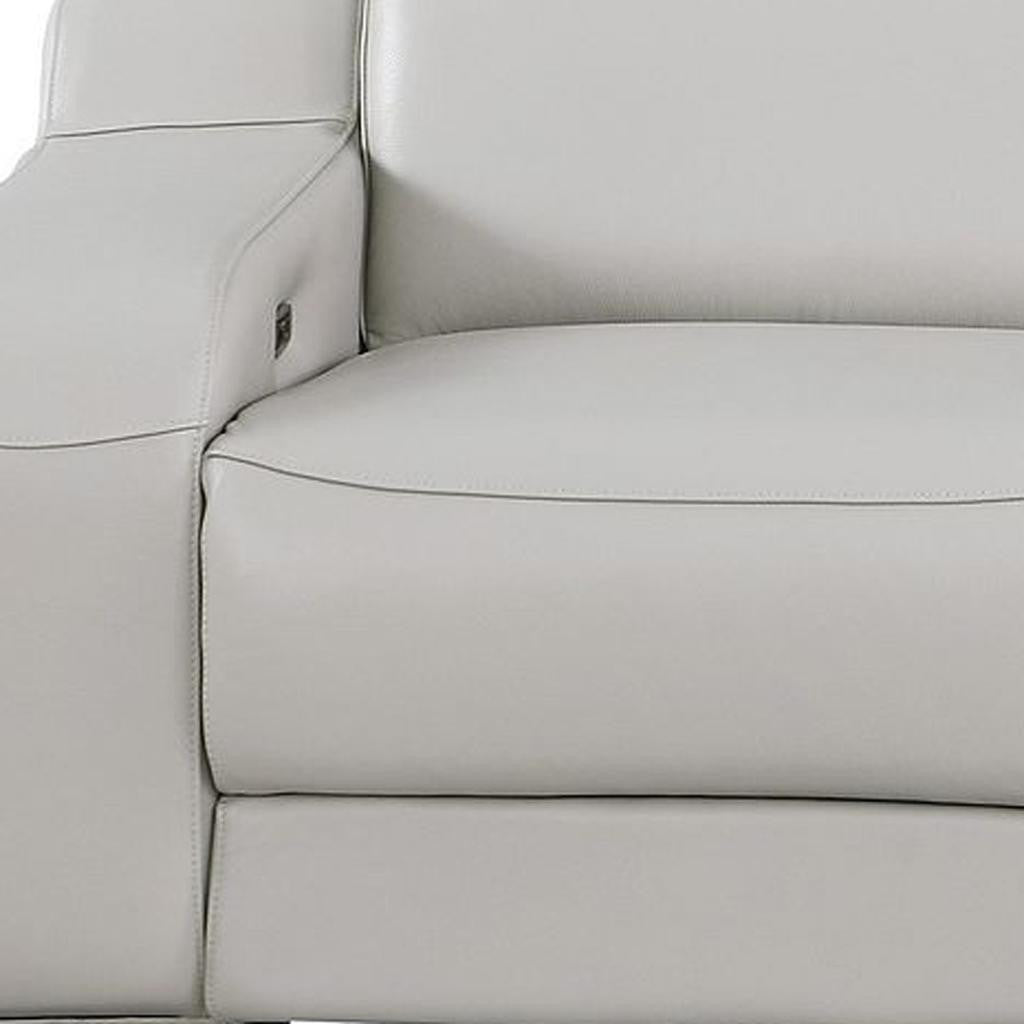 103" Light Gray Italian Leather Reclining USB Sofa-5